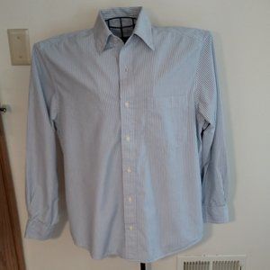 Eddie Bauer long sleeve sky blue & white pinstripe dress shirt, exc. cond. sz M